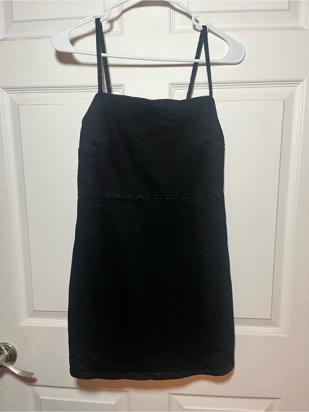 ZARA Black Denim Textured Top with Elasticated Back